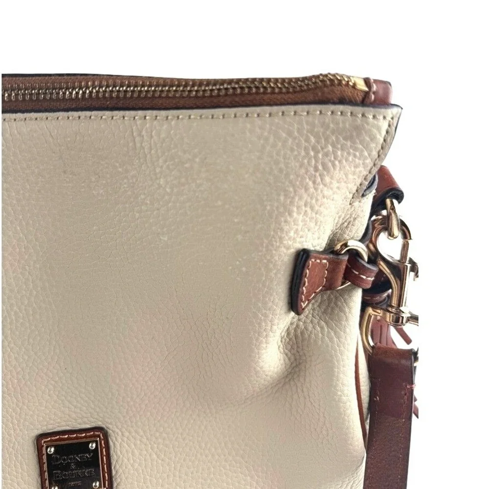 Dooney & Bourke Cream Leather Hobo with Brown Trim
